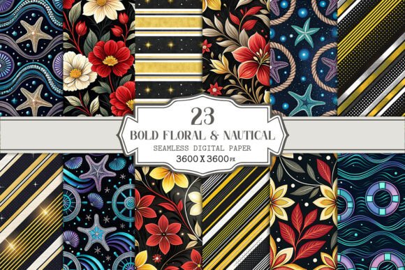 Bold Floral Nautical Seamless Pattern: A Versatile Design for Modern Creatives