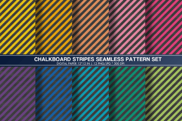 Chalkboard Stripes Digital Paper Pattern