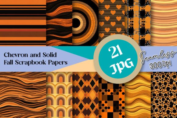 Chevron and Solid Fall Scrapbook Papers