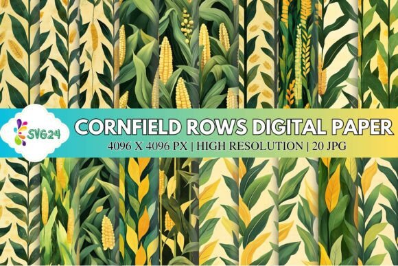 Cornfield Rows Digital Paper