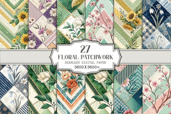 Floral Patchwork Seamless Pattern Bundle for Creative Projects