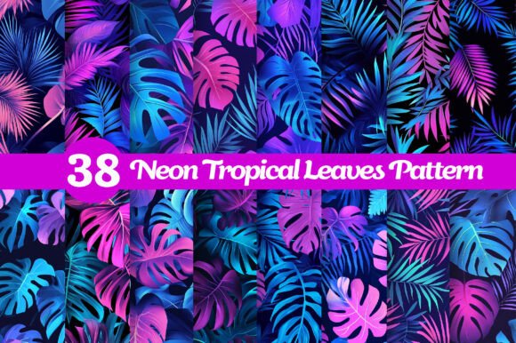 Neon Tropical Leaves Seamless Pattern: A Vibrant Addition to Your Creative Workflow