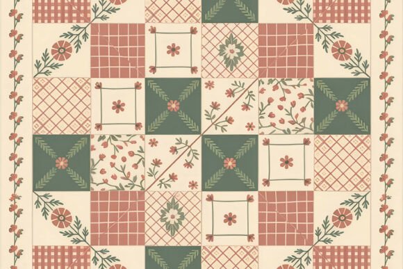 Sage Green Gingham Patchwork Art Design