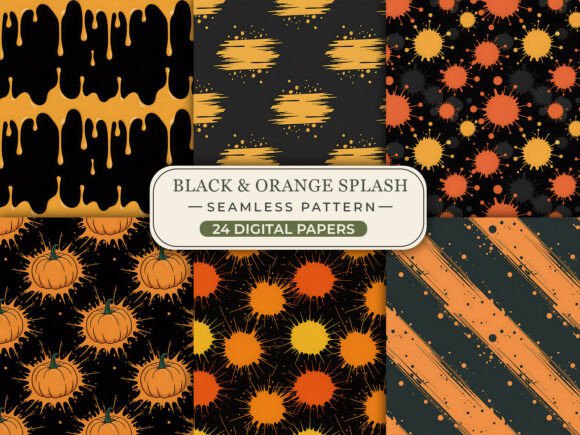 Unleashing Spooky Creativity with Black Orange Splash Halloween Patterns